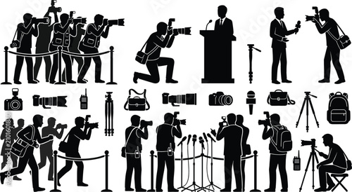 Quadro su tela Press Conference Photography Silhouette Collection Featuring Photojournalists Me