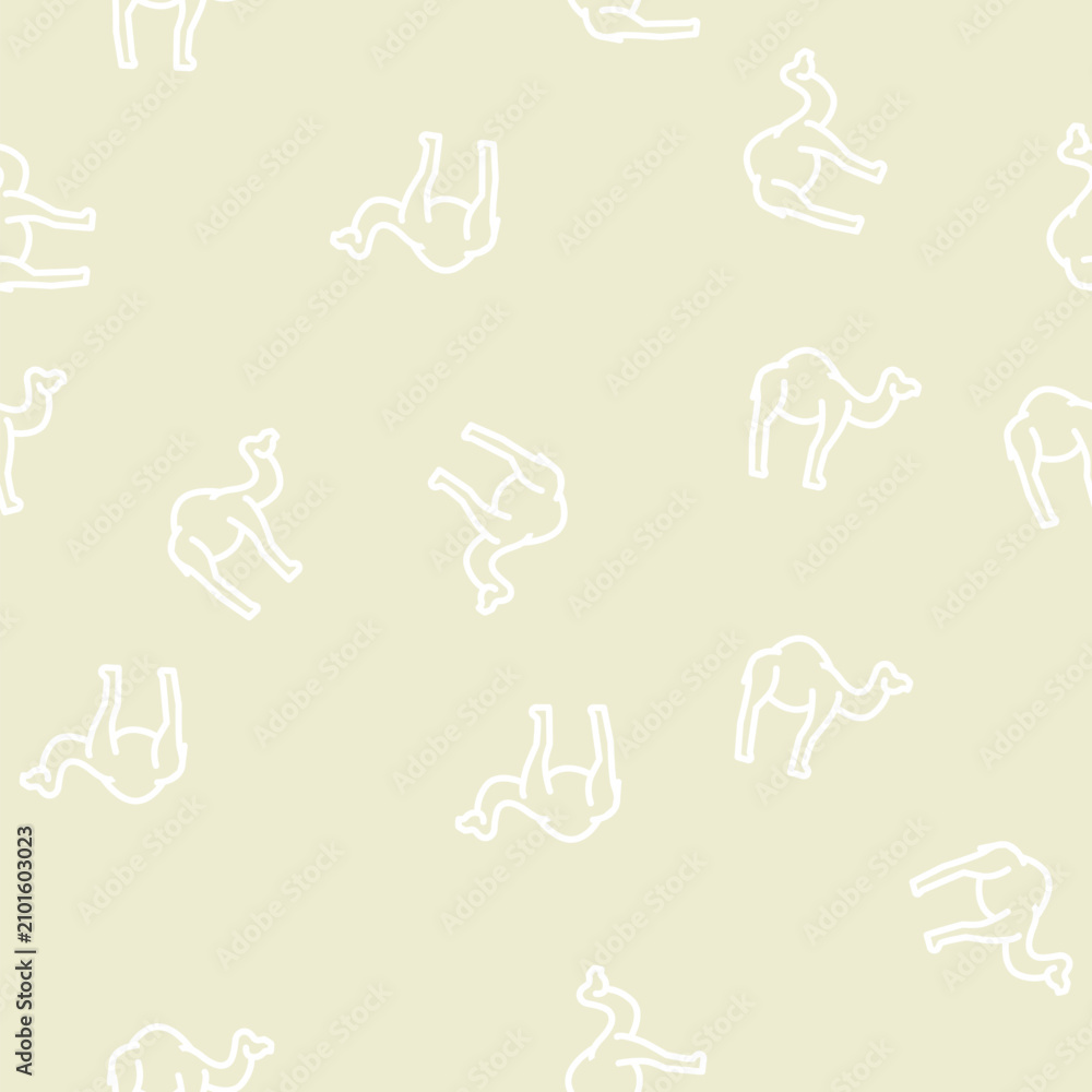 Obraz premium camel animal line seamless pattern camel animal thin line illustration