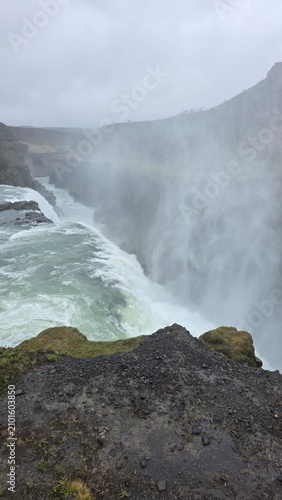 Gullfoss Waterfall and Golden Canyon Landscape in Iceland