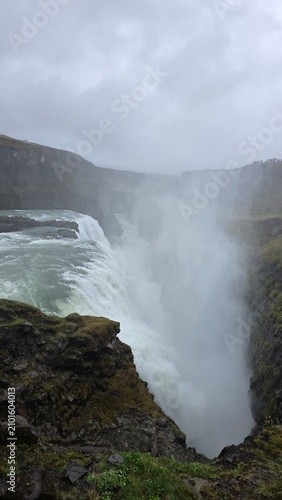 Gullfoss Waterfall and Golden Canyon Landscape in Iceland