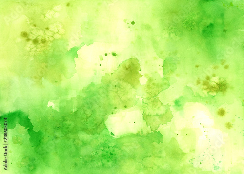 Fotografie Sfondo astratto fluido ad acquerello verde e giallo natura con macchie di colore