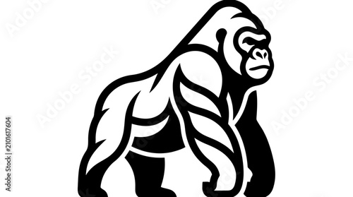 Foto Black and white gorilla primate animal mascot logo