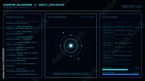 Quantum Mainframe Qubit Processor Bloch Sphere Animation.