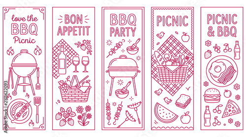 Foto Summer picnic and bbq banner set love the bbq picnic bon appetit bbq party