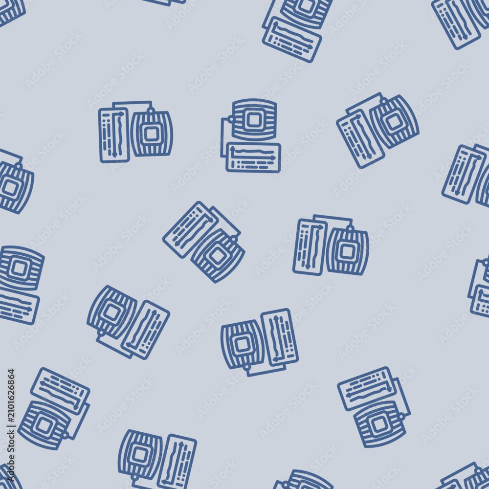 Fototapeta premium body temperature patch wearable line seamless pattern body temperature patch wearable thin line illustration