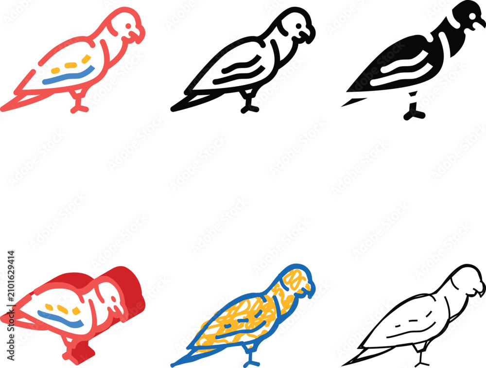 Obraz premium parrot bird color icon vector. parrot bird sign. isolated symbol illustration set