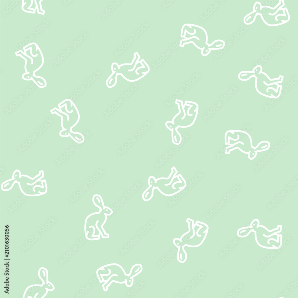 Fototapeta premium hare animal line seamless pattern hare animal thin line illustration