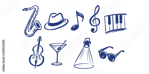 music element collection hand drawn doodle icon set vector illustration