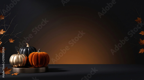Pumpkin Corner Halloween Background with Premium Display