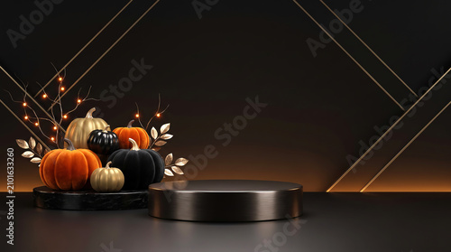 Pumpkin Corner Halloween Background with Premium Display