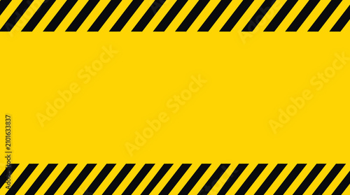 Minimal Yellow Industrial Warning Banner with Black Diagonal Hazard Stripe Borders and Large Central Copy Space for Safety, Construction and Caution Design