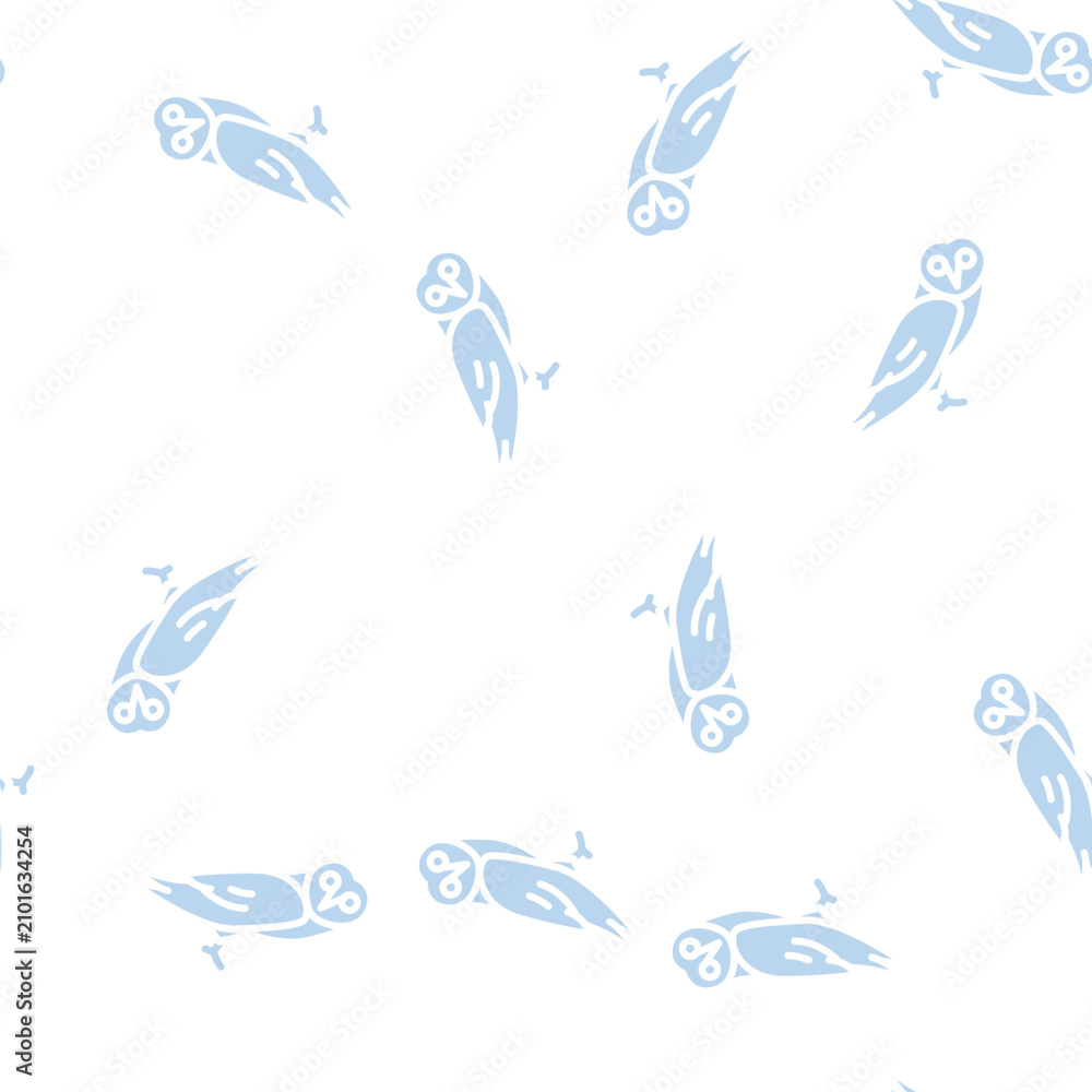 Fototapeta premium owl bird glyph vector seamless pattern. owl bird signthin illustration