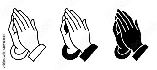 Foto Praying Hands Icon Set, Religious Symbol Vector Graphics, Spiritual Gesture Coll