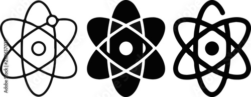 Bild auf Leinwand Atomic structure icons black and white representations of electron orbitals and