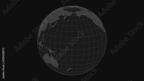 Silver Grid World Globe — Geographic Graticule Animation 4K Loop