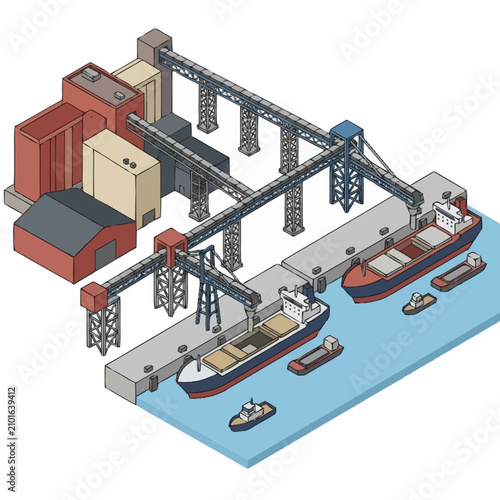 Canvastavla Container cargo ship at dockside terminal.