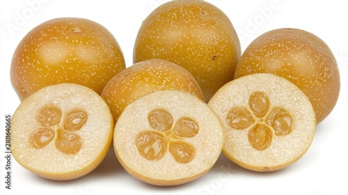 Fresh cut melons on white.