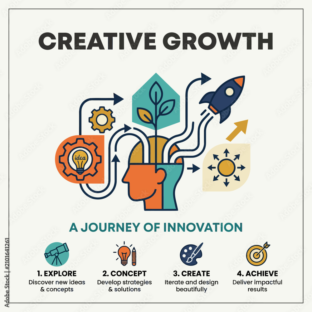 Fototapeta premium An infographic showing the process of creative growth and innovation