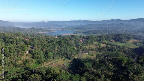 Aerial view captures lush green terraces