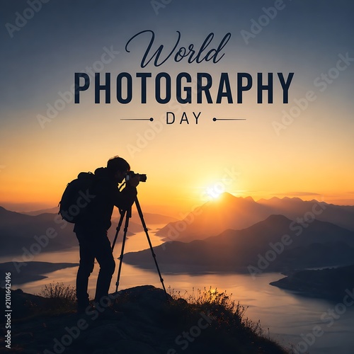Photographer capturing sunset landscape