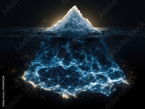 Glowing iceberg reveals intricate network of data hidden beneath the ocean surface