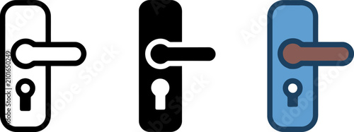 Cuadro en lienzo Door handles with keys in different colors on white background