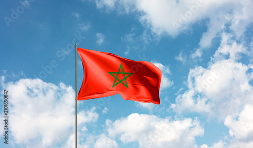 Konstfotografi Flag Morocco against cloudy sky