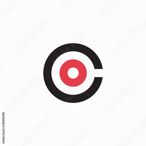 Logo Vector Abstract Letter C Circle. Flat Line Logo Design Template Element.