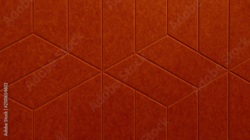 Bild auf Leinwand Orange acoustic wall panel texture with 3D geometric pattern, felt sound absorbi