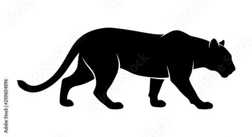 Photography Panther Silhouette On White Background A Feline Wildlife Illustration