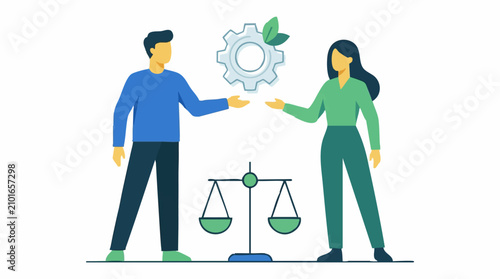 Foto Sustainable business partnership and environmental balance concept