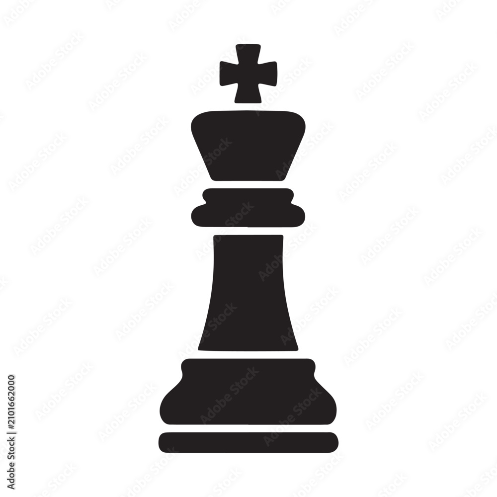 Fototapeta premium Chess king silhouette icon with strategy silhouette competition illustration gameplay intellectual