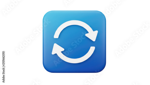 Blue square icon with white circular arrows for reload and refresh action