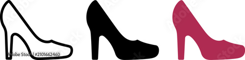 Konstfotografi Three high heel shoes in different colors side by side