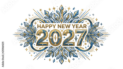 Canvas Print Happy New Year 2027 Design: A festive and elegant design with Happy New Year 2027 prominently displayed