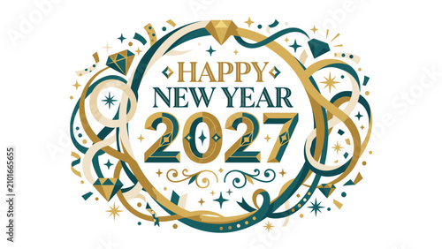 Canvas Print New Year 2027 Celebration Graphic