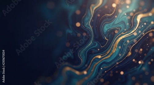 Midnight Gold Fluid Luxury Abstract Background 