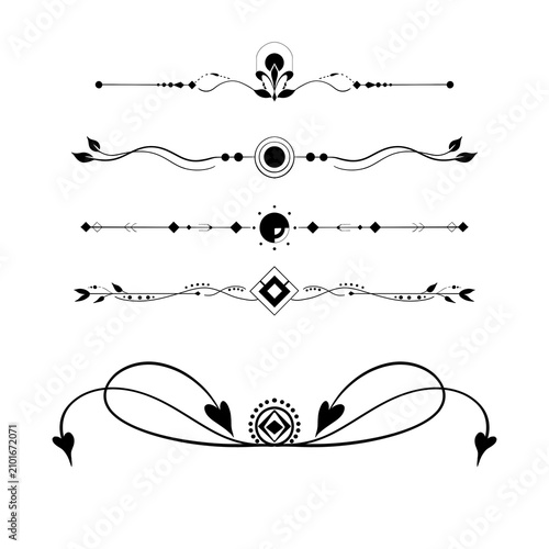 Elegant ornamental horizontal divider with vintage floral flourish isolated on transparent background for invitations, certificates and graphic design