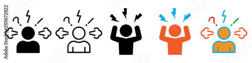 Konstfotografi Angry person icon set silhouette, Clipart vector illustration