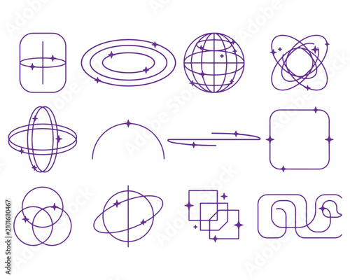 Abstract Geometric Orbit and Motion Line Elements Vector Collection