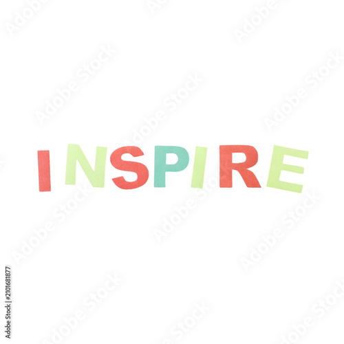 Colorful hand drawn letters spelling the word inspire in a playful style