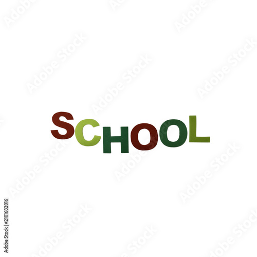 Decorative school word art featuring unique earth tone typography design