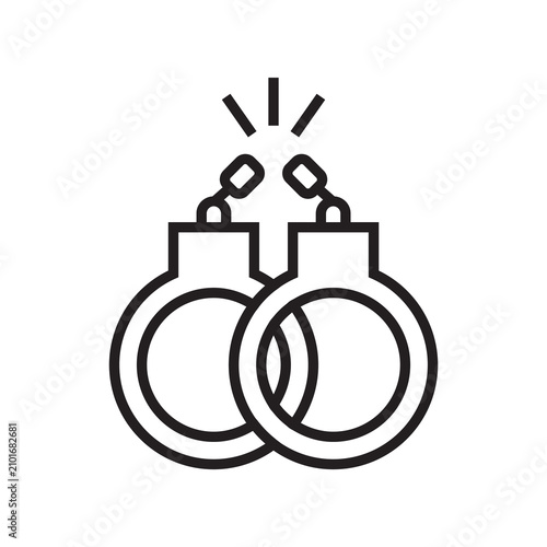 фотографія Shattered or broken handcuffs line icon, escaping prison