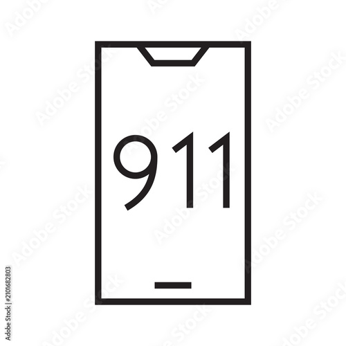 Billede på lærred Smartphone screen with 911 text line icon, emergency dial