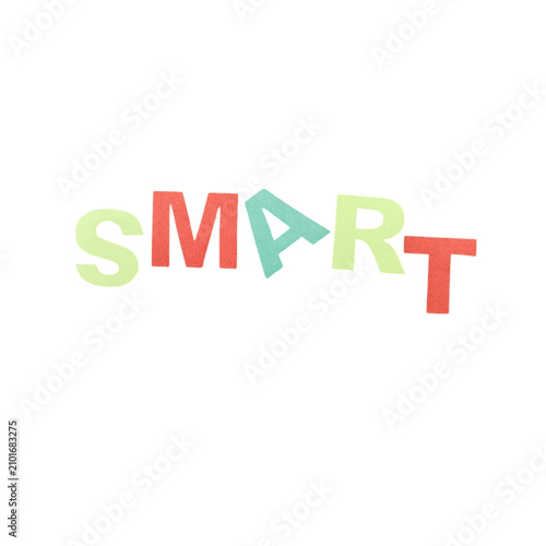 Colorful hand drawn letters spelling the word smart in a playful style
