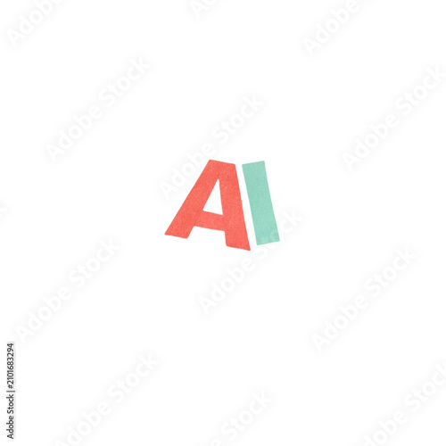 Minimalist coral red and mint green letter a icon with textured finish