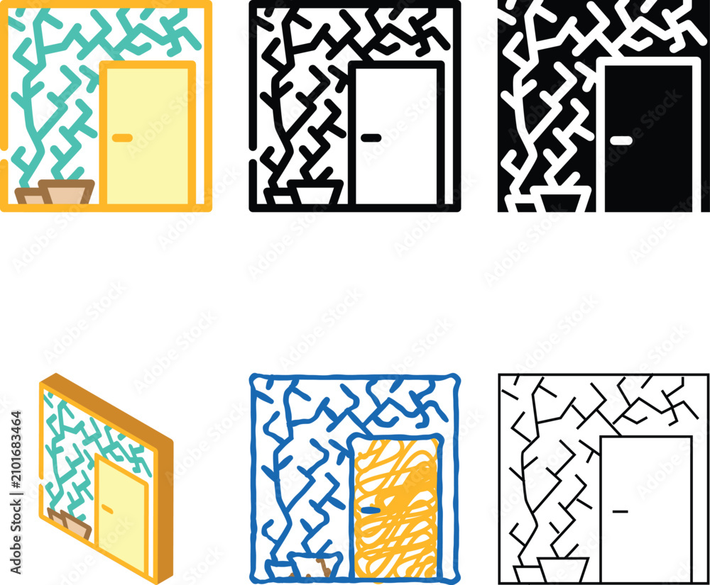 Obraz premium green plant wall design interior color icon vector. green plant wall design interior sign. isolated symbol diversity illustration