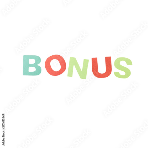 Colorful bonus text with unique letter shapes and textured graphic design