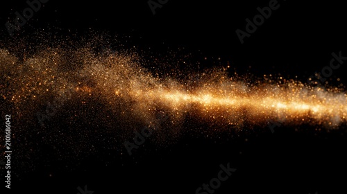 Golden particles streak across deep black