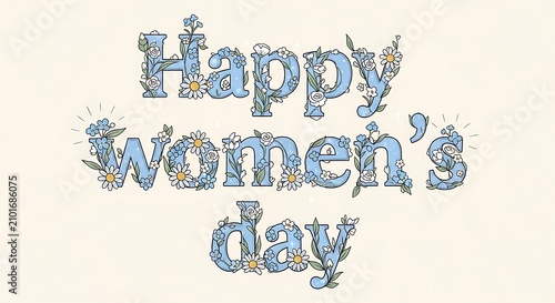 Happy Womens Day Floral Text Design.